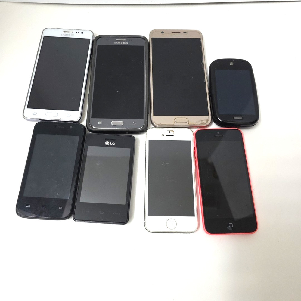 Lot Of 8 Cell Phones For Parts Only (Apple, Galaxy, Palm) As IS